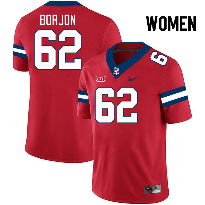 Women #62 Joseph Borjon Arizona Wildcats Big 12 Conference College Football Jerseys Stitched-Red